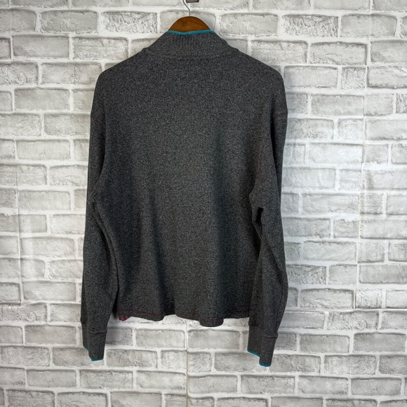 Robert Graham Designer Dark Heather Gray Casual Quarter Zip Sweater Mens LARGE - Picture 4 of 8
